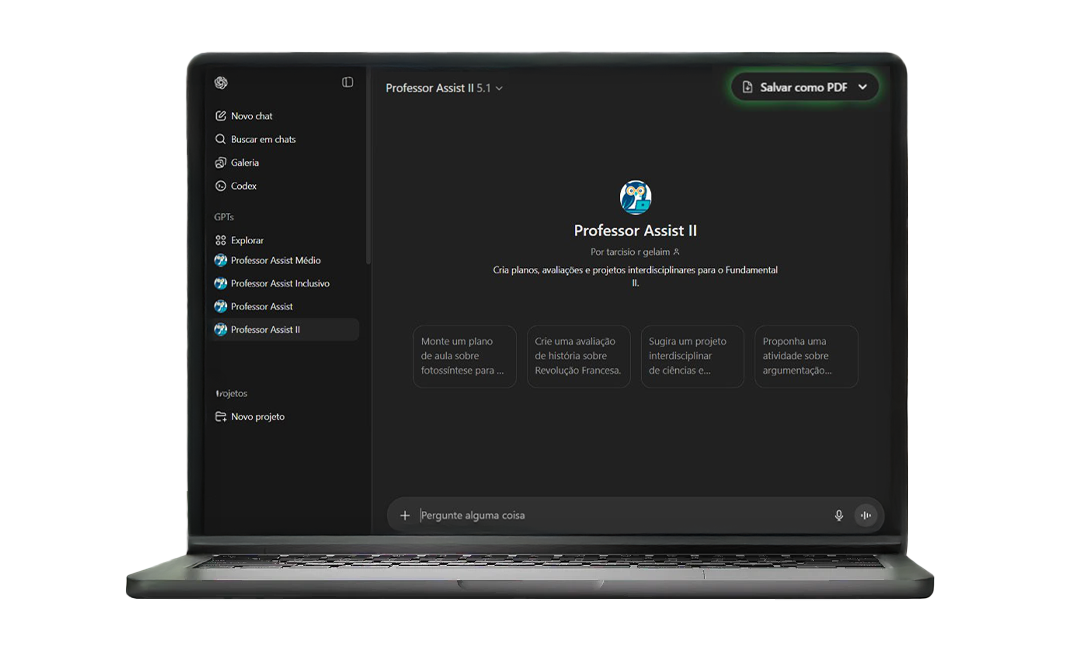 Notebook mostrando Professores do Futuro